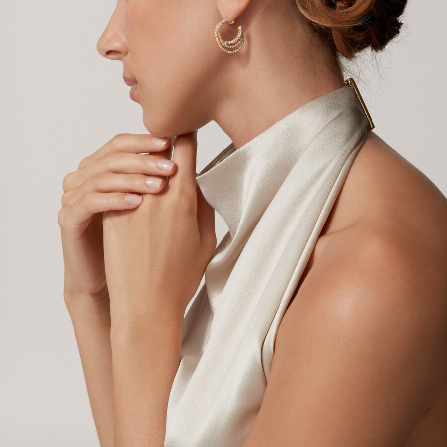 etincelle de cartier hoop earrings triple row paved