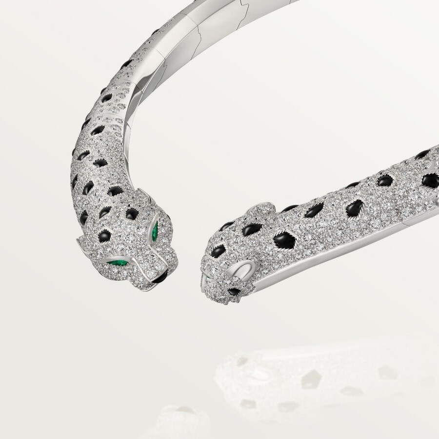 panthère de cartier torque necklace articulated paved